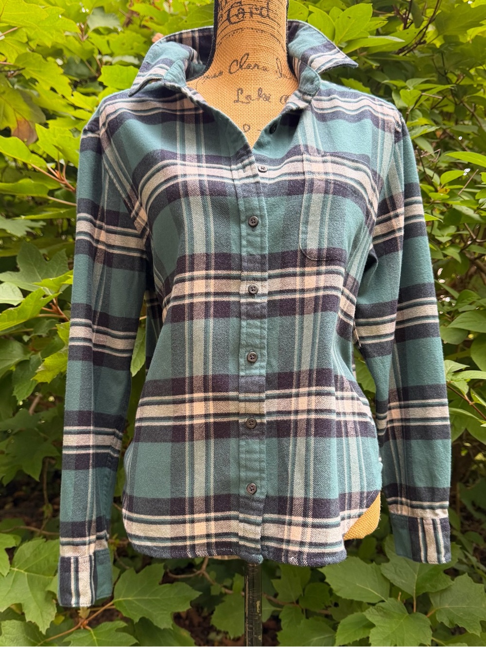 PENDLETON ladies cotton Teal plaid soft flannel shirt size Medium LNWOT+ - Picture 5 of 11